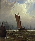 New York Harbor with the Brooklyn Bridge Under Construction by Alfred Thompson Bricher